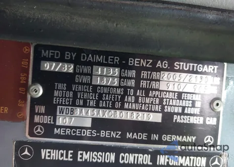 1985 Mercedes-Benz 380 Sl z USA, uszkodzony, nr VIN WDBBA45C0FA018130